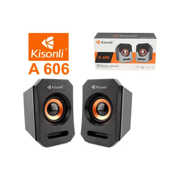 Kisonli A-606 USB Speaker Golden Black Colour