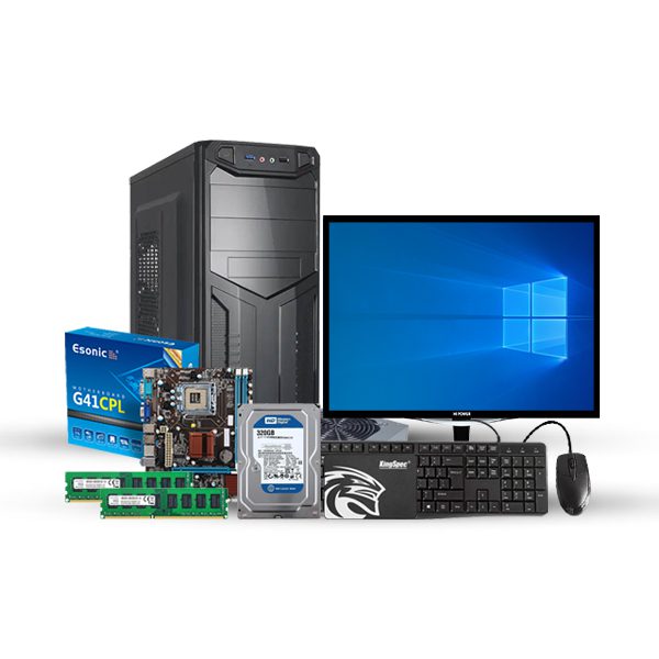 Full Desktop Computer (Intel Core 2 Dou Computer (Ram 4GB / Rom 128GB SSD + 320GB HDD / 17" Monitor / Windows 7 / with Keyboard & Mouse - (CSDP23-1002)