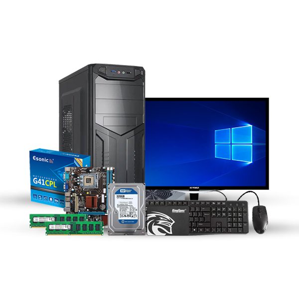 Full Desktop Computer (Intel Core 2 Dou Computer (Ram 4GB / Rom 128GB SSD + 320GB HDD / 19" Monitor / Windows 7 / with Keyboard & Mouse - (CSDP23-1003)