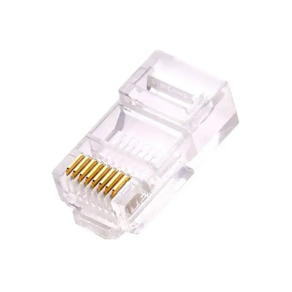 RJ45 RJ-45 Connectors Modular Plug 8 Pins Network Cable Heads / Plugs. Gold plated leads for better data transmitting and higher signal strength Qty: 6 Pcs RJ45 Connector Module Plugs - Pack of 06 Pcs Nos Network Interface Card (transparent)